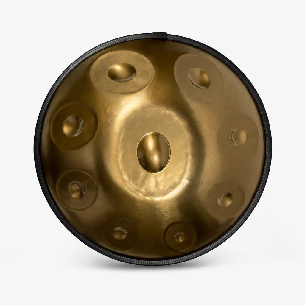 Handpan 9 notes Aurora finition argent – handpan artisanal personnalisable accordé à la main